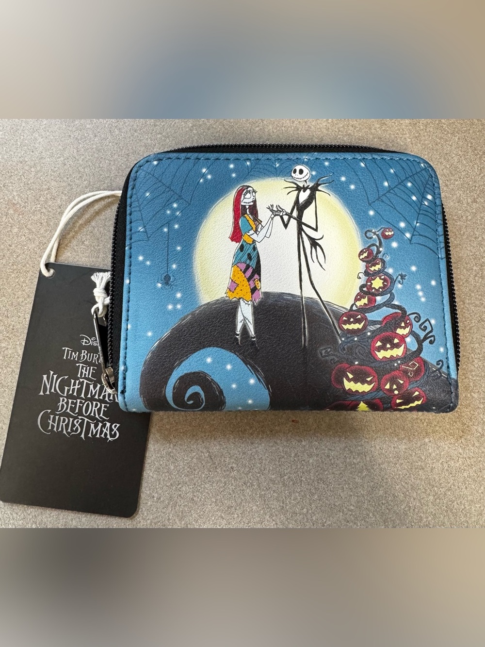 Loungefly Nightmare Before Christmas Jack & Sally On Spiral Hill Zip Wallet NWT